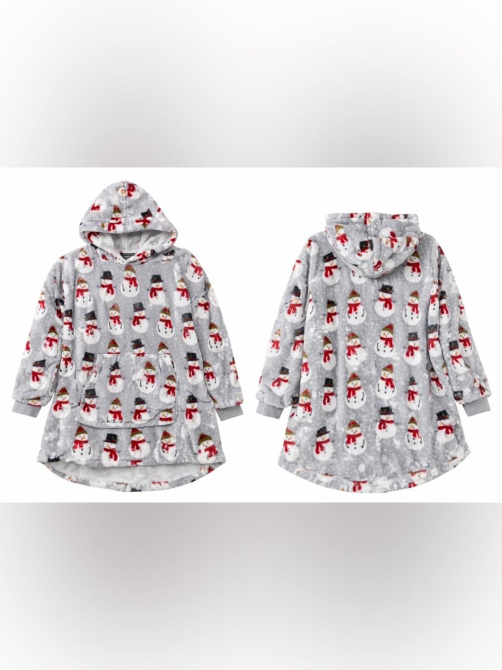 Throwzy Snowman Hoodie Blanket One Size Cozy Plush Oversized Winter Lounger NWOT - Picture 2 of 3